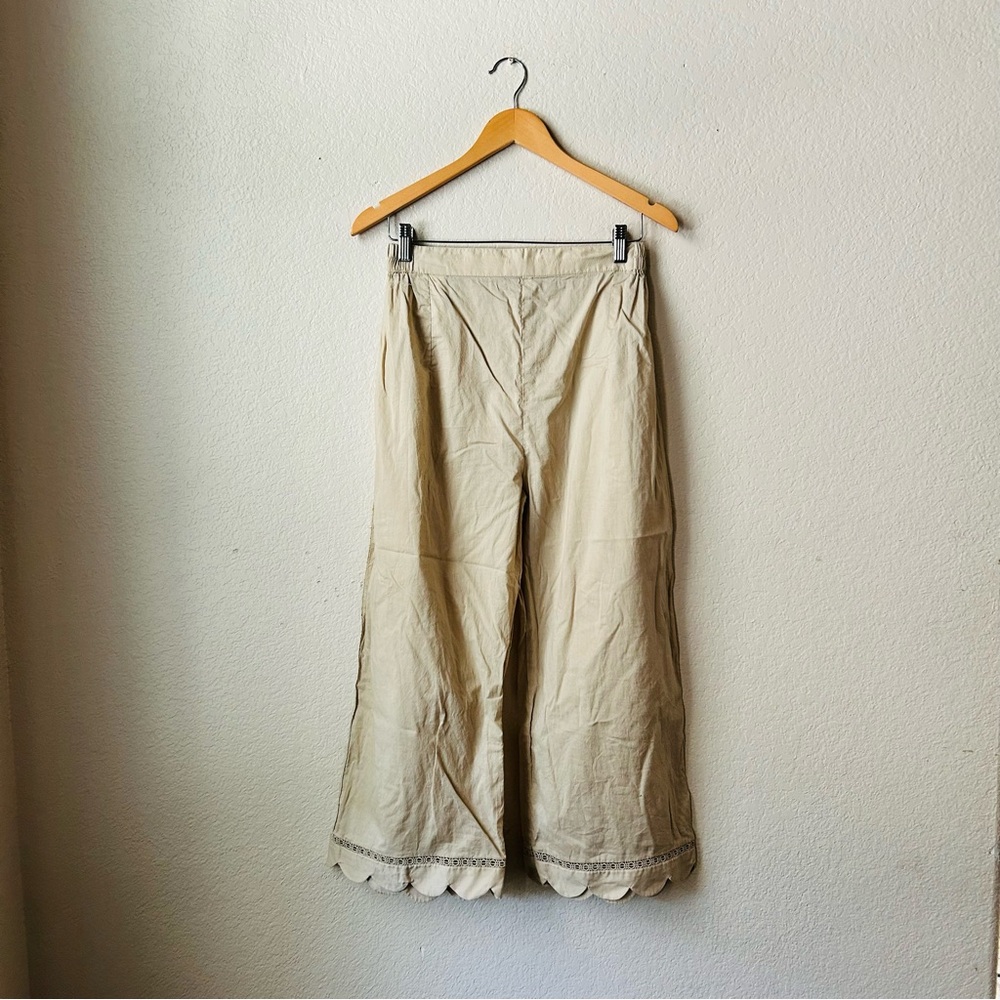 San Safinaz 100% Cotton Scalloped Cuff Pants Size Large/Medium